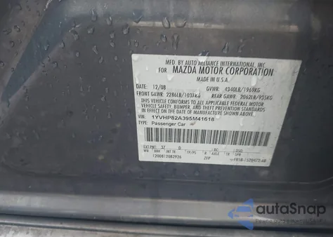 2009 Mazda Mazda6 I Grand Touring from USA, damaged, VIN 1YVHP82A395M41618